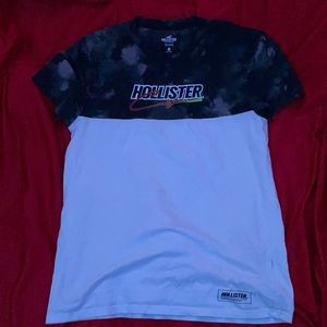 Black white color block graphic tee